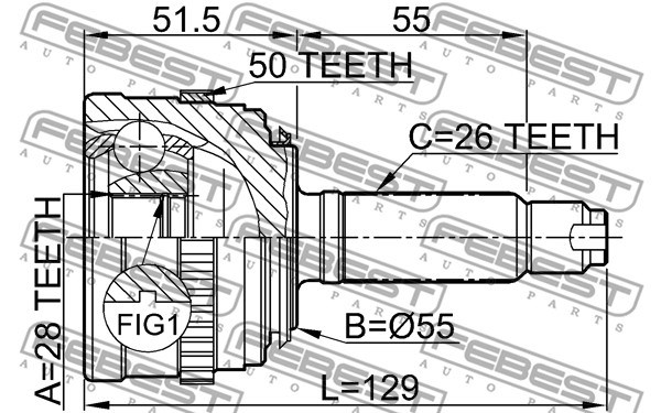Joint Kit, drive shaft FEBEST 0310035A50 2
