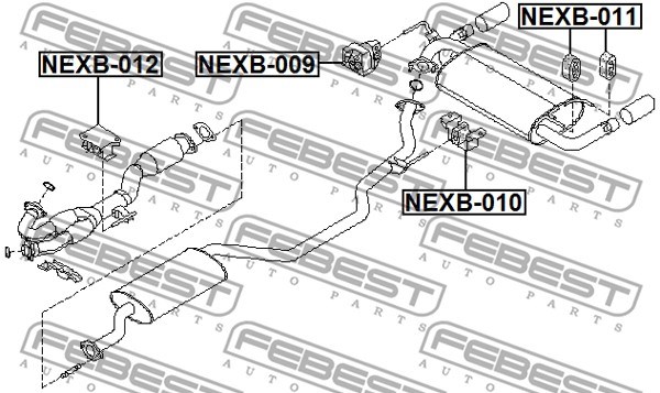 Mounting Kit, exhaust system FEBEST NEXB010 2