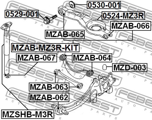 Control/Trailing Arm, wheel suspension FEBEST 0524MZ3R 2