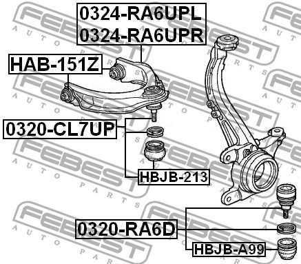 Control Arm/Trailing Arm, wheel suspension FEBEST 0324RA6UPR 2