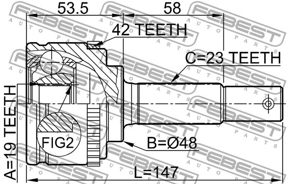 Joint Kit, drive shaft FEBEST 0210043A42 2