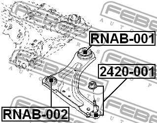 Mounting, control/trailing arm FEBEST RNAB002 2