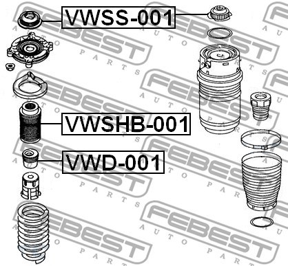 Mounting, shock absorbers FEBEST VWSS001 2