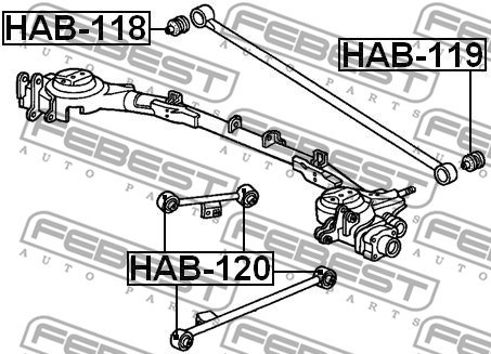 Mounting, control/trailing arm FEBEST HAB120 2