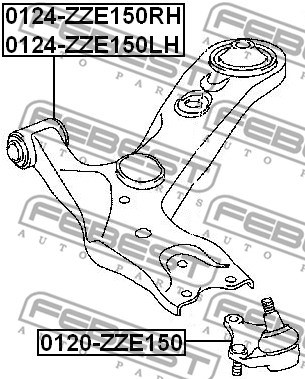 Control/Trailing Arm, wheel suspension FEBEST 0124ZZE150RH 2