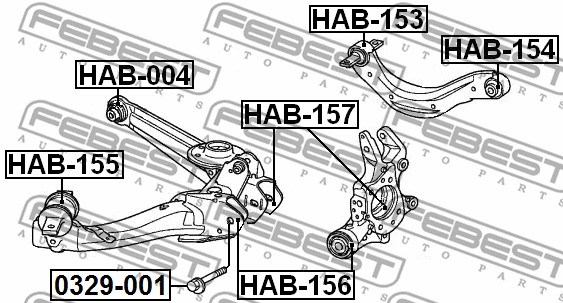 Mounting, control/trailing arm FEBEST HAB004 2
