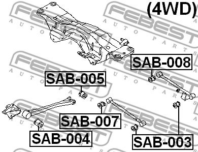 Mounting, control/trailing arm FEBEST SAB008 2