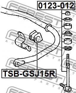 Mounting, stabiliser bar FEBEST TSBGSJ15R 2