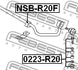 Link/Coupling Rod, stabiliser bar FEBEST 0223R20 2
