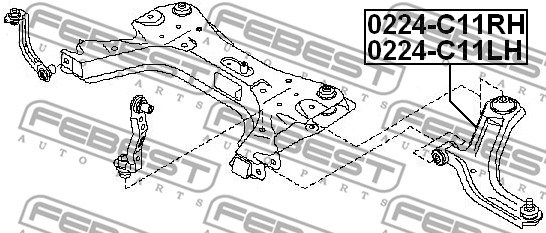 Control Arm/Trailing Arm, wheel suspension FEBEST 0224C11RH 2