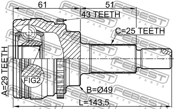Joint Kit, drive shaft FEBEST 0710RS413A43 2