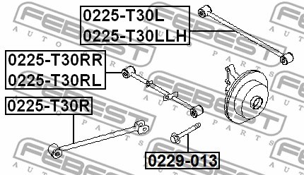 Control/Trailing Arm, wheel suspension FEBEST 0225T30RL 2