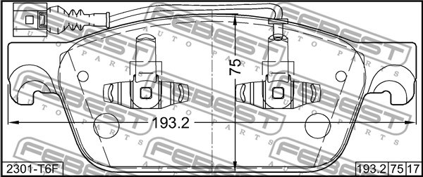 Brake Pad Set, disc brake FEBEST 2301T6F 2