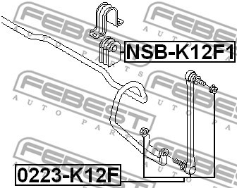 Link/Coupling Rod, stabiliser bar FEBEST 0223K12F 2