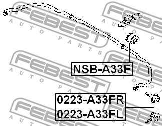 Link/Coupling Rod, stabiliser bar FEBEST 0223A33FL 2