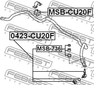 Mounting, stabiliser bar FEBEST MSBCU20F 2