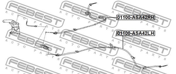 Cable Pull, parking brake FEBEST 01100ASA42LH 2