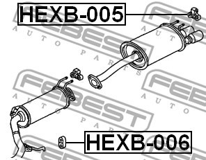 Mounting Kit, exhaust system FEBEST HEXB006 2