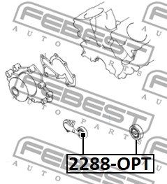Deflection/Guide Pulley, V-ribbed belt FEBEST 2288OPT 2