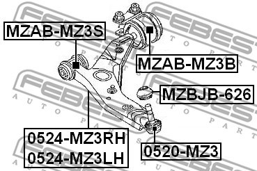 Control/Trailing Arm, wheel suspension FEBEST 0524MZ3LH 2