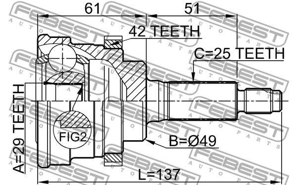 Joint Kit, drive shaft FEBEST 0710029A42 2