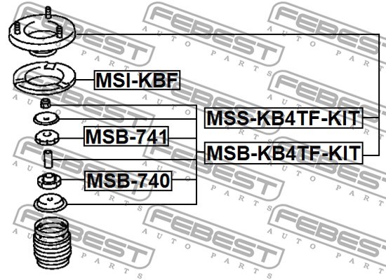 Repair Kit, suspension strut support mount FEBEST MSSKB4TFKIT 2