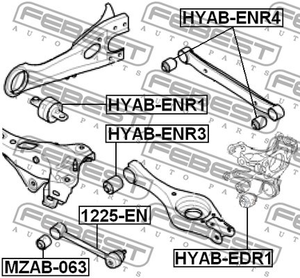 Mounting, control/trailing arm FEBEST HYABEDR1 2