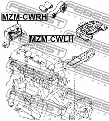 Mounting, engine FEBEST MZMCWRH 2
