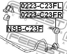 Link/Coupling Rod, stabiliser bar FEBEST 0223C23FR 2