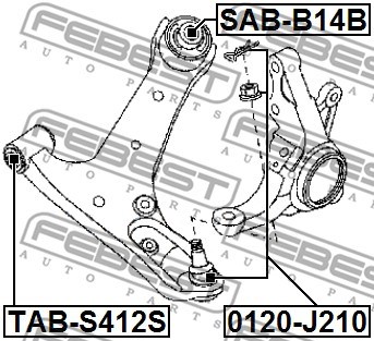 Mounting, control/trailing arm FEBEST TABS412S 2
