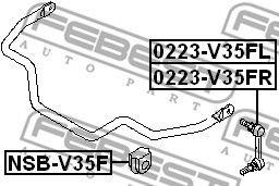 Link/Coupling Rod, stabiliser bar FEBEST 0223V35FR 2