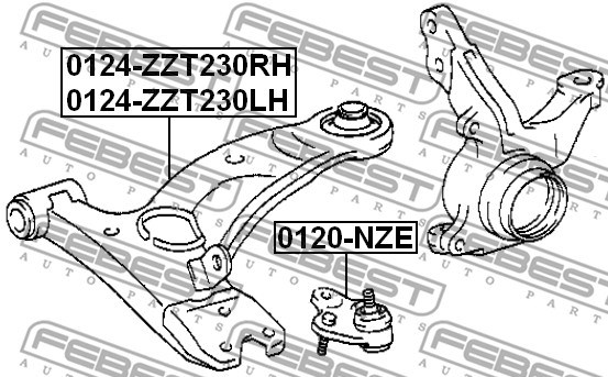 Control Arm/Trailing Arm, wheel suspension FEBEST 0124ZZT230RH 2