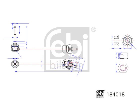 Link/Coupling Rod, stabiliser bar FEBI BILSTEIN 184018