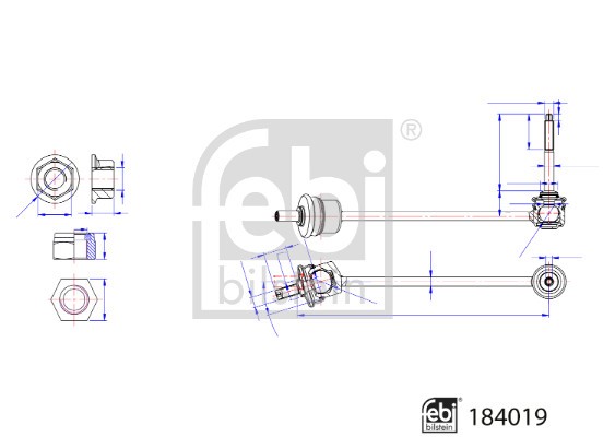 Link/Coupling Rod, stabiliser bar FEBI BILSTEIN 184019