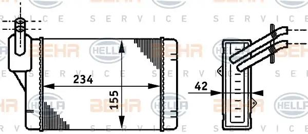 Heat Exchanger, interior heating HELLA 8FH351311-061