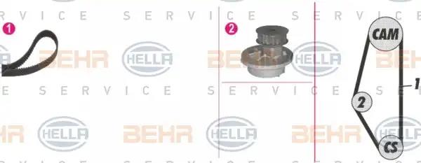 Water Pump & Timing Belt Set HELLA 8MP376804-881