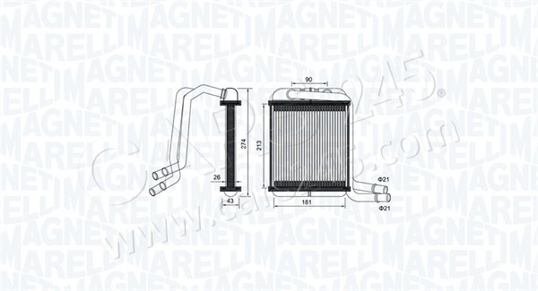 Heat Exchanger, interior heating MAGNETI MARELLI 350218458000