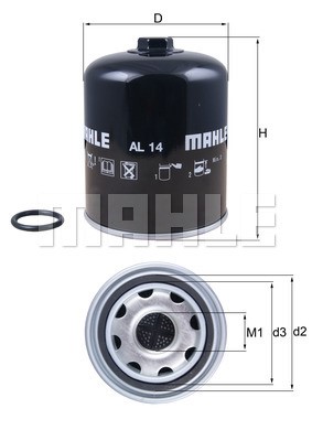 Air Dryer Cartridge, compressed-air system MAHLE AL14D