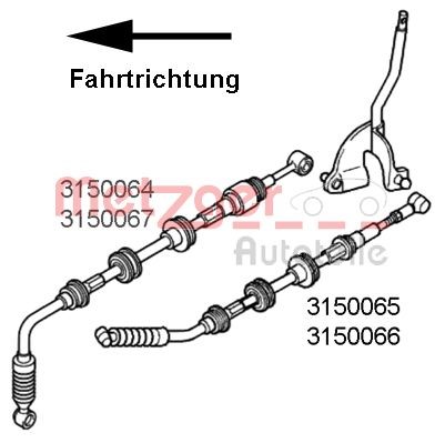 Cable Pull, manual transmission METZGER 3150065