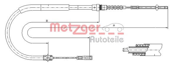 Cable Pull, parking brake METZGER 11.6025