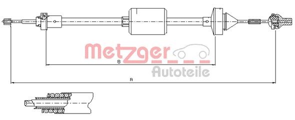 Cable Pull, clutch control METZGER 10.2842