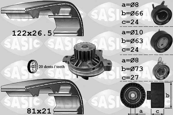 Water Pump & Timing Belt Kit SASIC 3906052