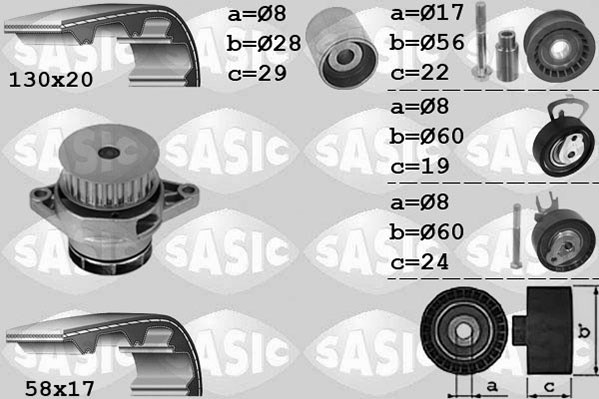 Water Pump & Timing Belt Kit SASIC 3906085