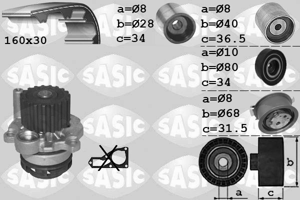 Water Pump & Timing Belt Kit SASIC 3906082