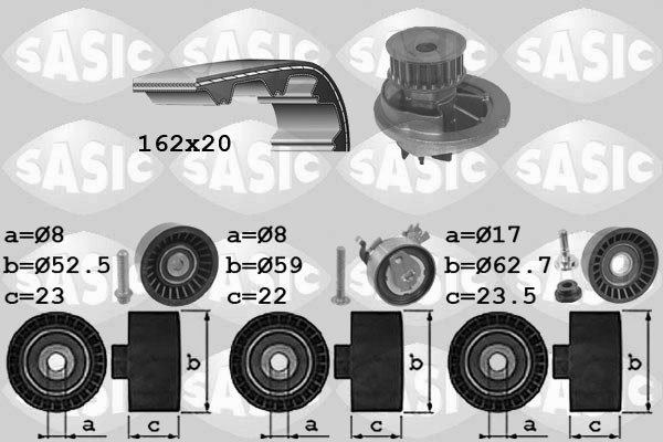 Water Pump & Timing Belt Kit SASIC 3906092