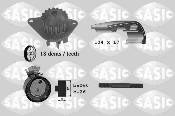 Water Pump & Timing Belt Kit SASIC 3900003