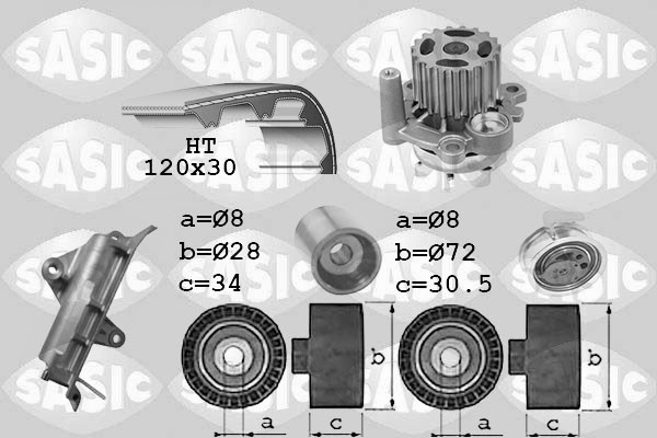 Water Pump & Timing Belt Kit SASIC 3906022