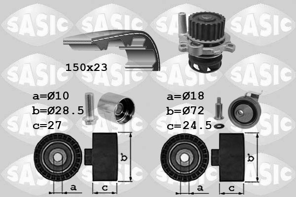 Water Pump & Timing Belt Kit SASIC 3906064