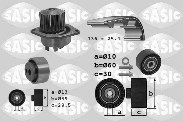 Water Pump & Timing Belt Kit SASIC 3900017
