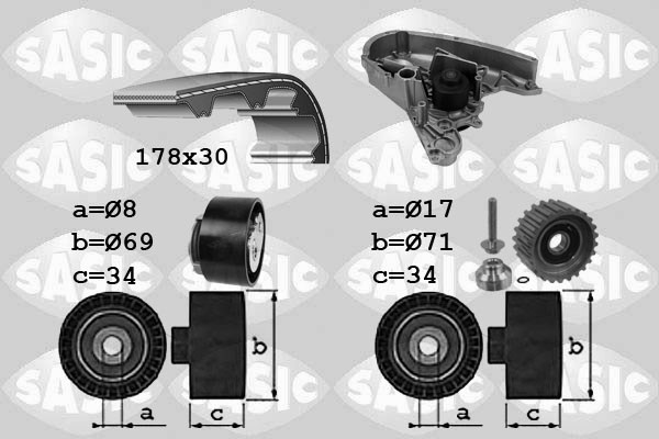 Water Pump & Timing Belt Kit SASIC 3906030
